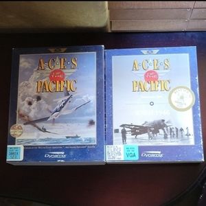 Vintage Aces of the Pacific & WWII 1946 expansion PC game 5.25 & 3.5 disk